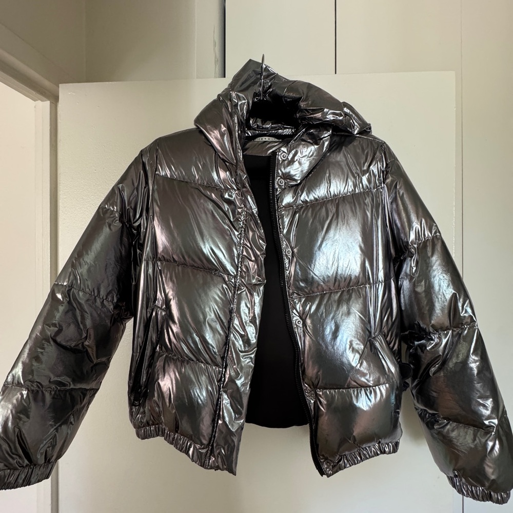 Alice and Olivia gunmetal metallic puffer